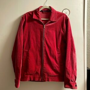 Red Corduroy Zip Up Jacket